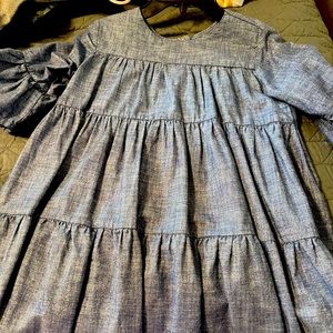 Gymboree Denim Tiered dress with silver shimmer Size Medium